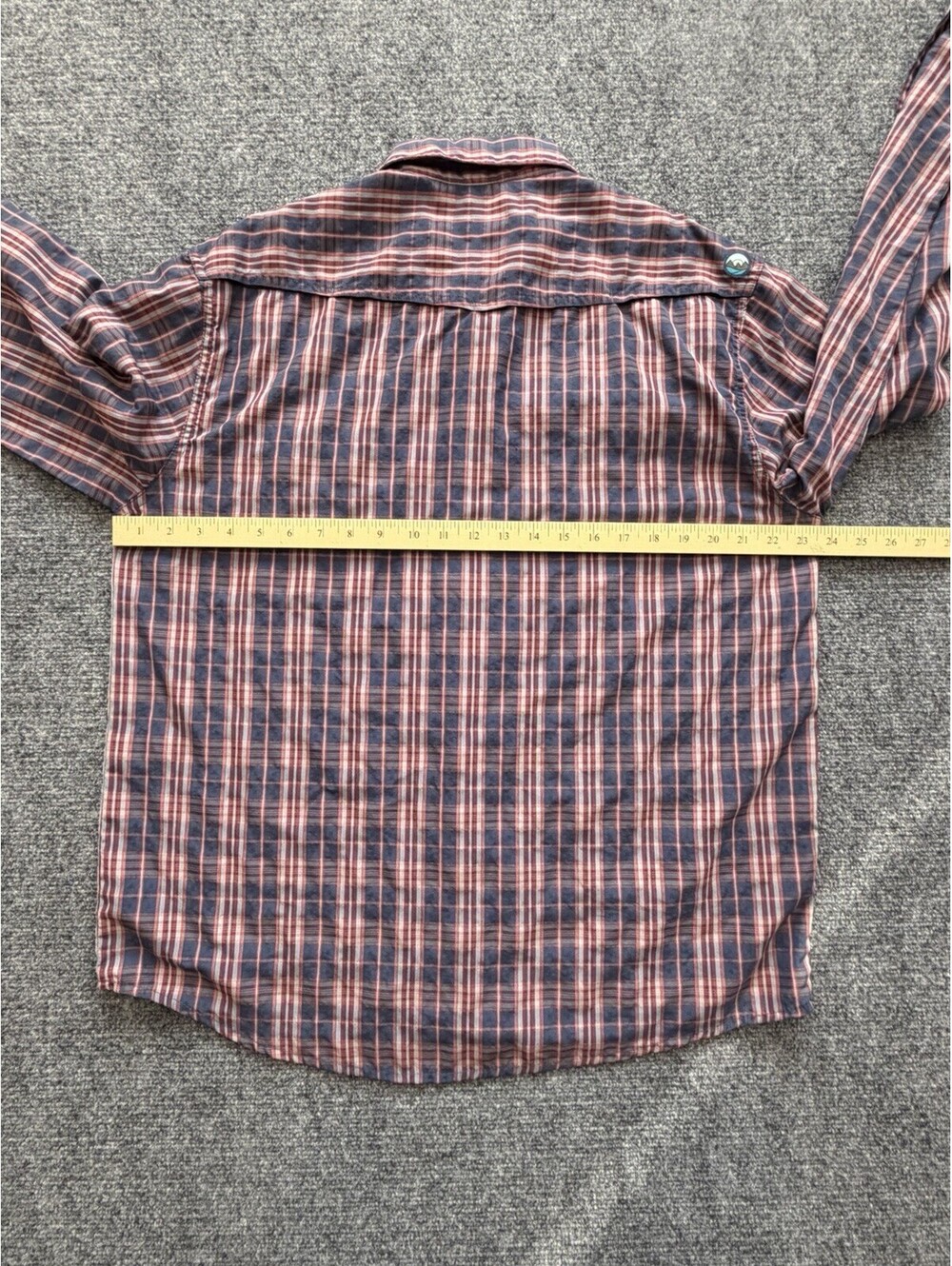Men’s Wrangler Outdoor Pearl Snap Shirt Vented Size Large blue Red Plaid Utility - Picture 11 of 16